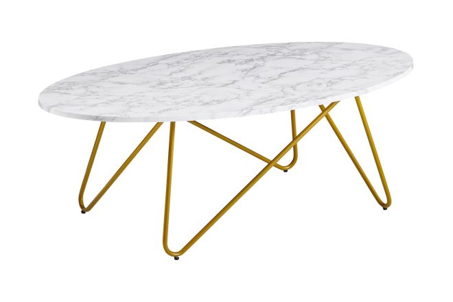 Soffbord clanton 120 cm ovalt - vit/guld