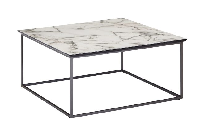 Soffbord clanton 80 cm marmormönster - vit/svart