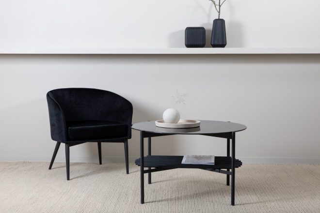 Von staf soffbord 80 cm runt - svart