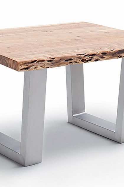 Soffbord pomaire 75 cm ben t-form - akacia/stål