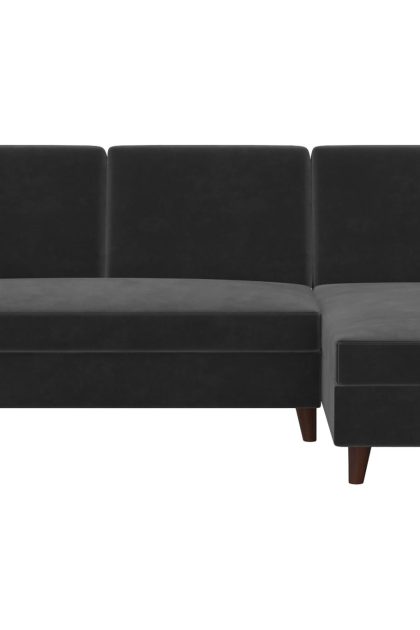 3-sits divanbäddsoffa perry ställbar sammet/grå/trä - novogratz