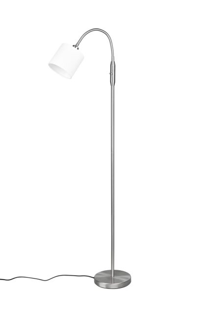 Trio lighting tommy golvlampa 1l e14 borstad stål/ vit -