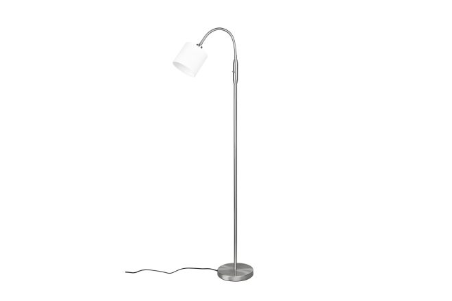 Trio lighting tommy golvlampa 1l e14 borstad stål/ vit -