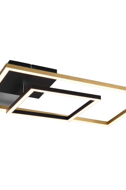 Trio lighting padella led plafond svart/ mattmässing -