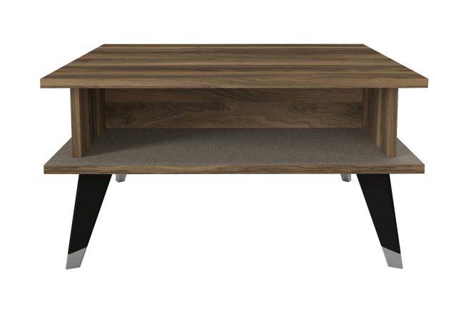 Soffbord loganda 72 cm med förvaring hylla - valnötsbrun/svart