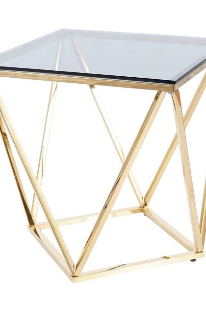 Soffbord yealand 50 cm - rökfärgat glas/guld