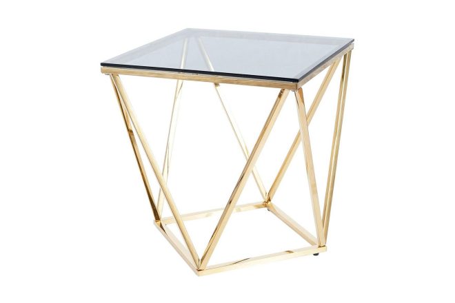 Soffbord yealand 50 cm - rökfärgat glas/guld