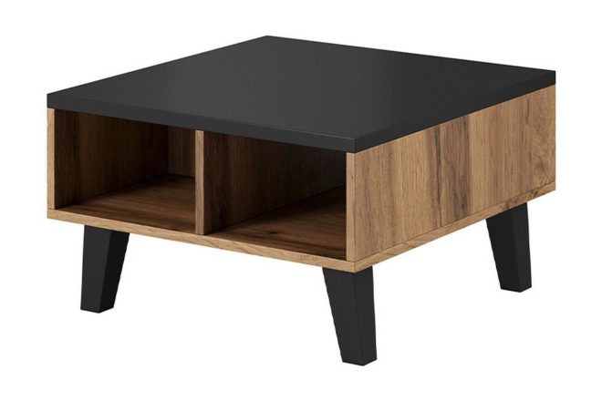 Soffbord dudley 60 cm med förvaring hyllor - natur/svart