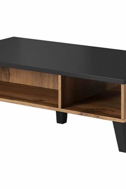 Soffbord dudley 110 cm med förvaring hyllor - natur/svart