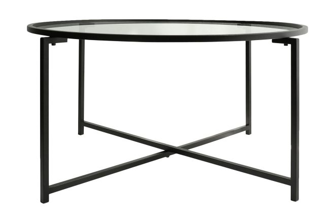 Soffbord fyste 83 cm runt - svart/glas