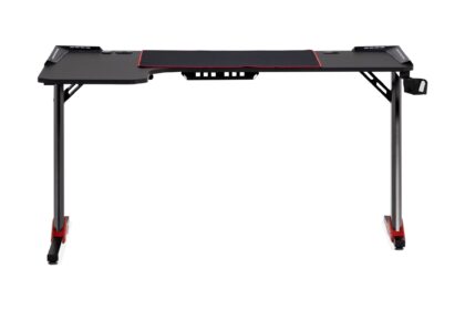 Gamingbord nursu led-ljus 140 cm + mugghållare & hörlurshåll - svart