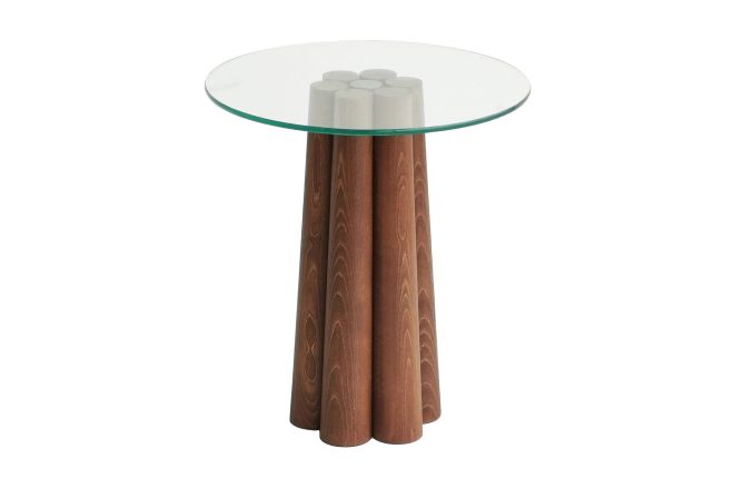 Soffbord infiernilo 50 cm - valnöt/glas