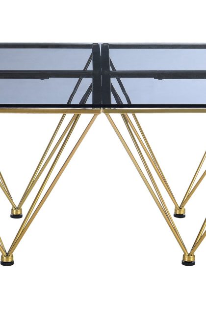 Soffbord bijou 80 cm - rökfärgat glas/mässing