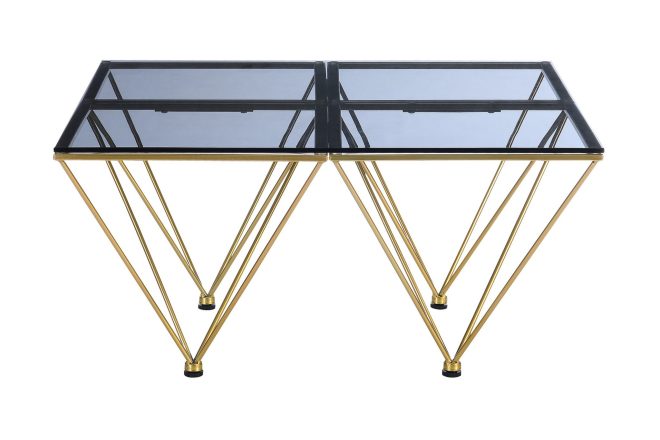 Soffbord bijou 80 cm - rökfärgat glas/mässing