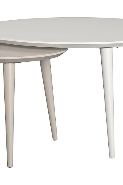 Satsbord carnegie 90 cm ovalt 2 bord vit/taupe - cosmoliving