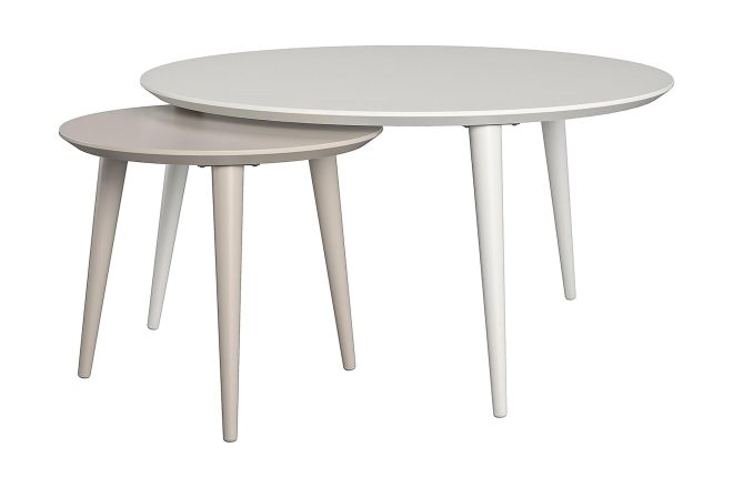 Satsbord carnegie 90 cm ovalt 2 bord vit/taupe - cosmoliving