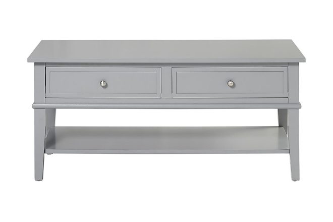 Soffbord franklin 105 cm med förvaring hylla + 2 lådor grå - dorel home
