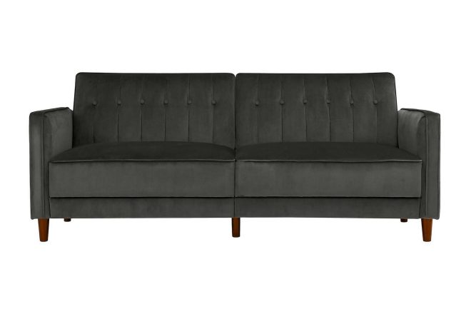 2-sits bäddsoffa pin tufted sammet/grå - dorel home