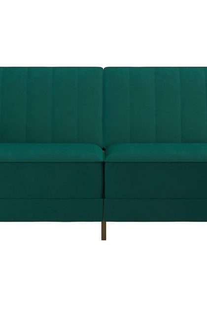 2-sits bäddsoffa skylar ställbar sammet/grön /mässing - novogratz