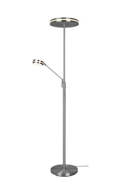 Trio lighting franklin led golvlampa uplight borstad stål -
