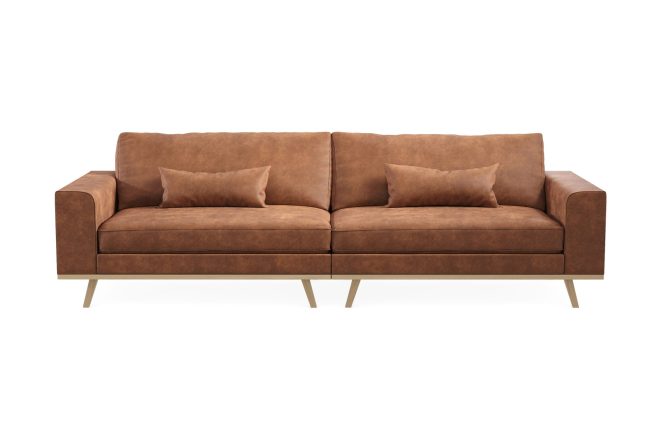 4-sits konstlädersoffa haga - brun