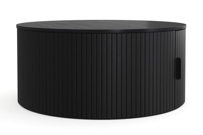 Soffbord neandir 80 cm runt med förvaring låda - svart