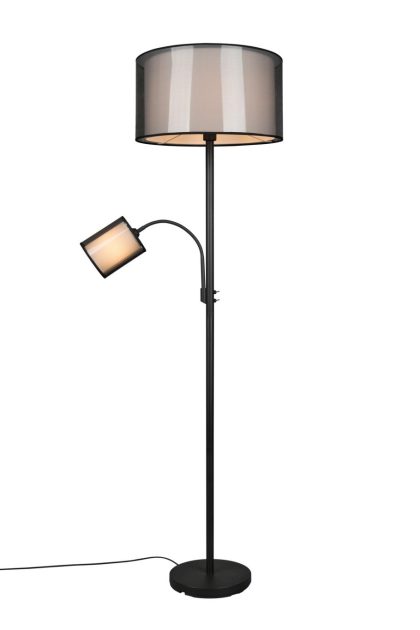 Trio lighting burton golvlampa med läslampa e27+e14 mattsvart -