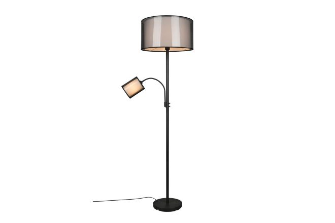 Trio lighting burton golvlampa med läslampa e27+e14 mattsvart -