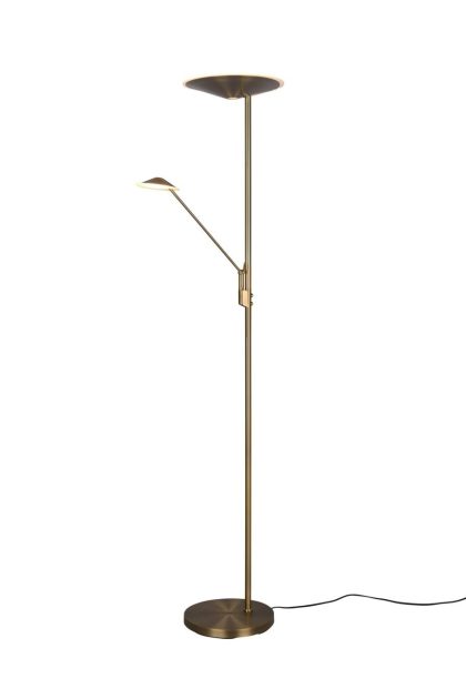 Trio lighting brantford led golvlampa antikmässing. - trio lighting