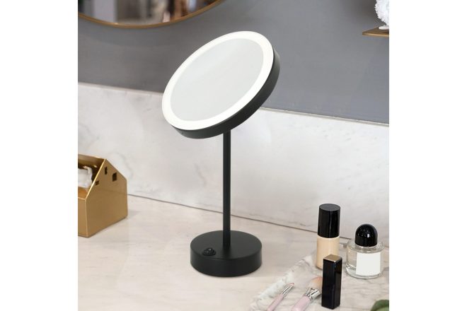 Poppy sminkspegel med led-belysning x cm svart - lyfco