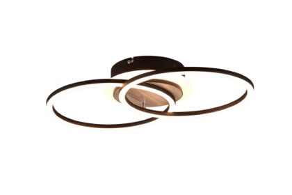 Trio lighting giro led taklampa rund mattsvart/ trä -
