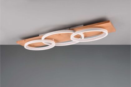 Trio lighting barca led plafond 3l mattvit/ trä -