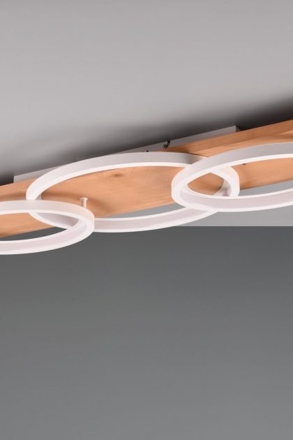 Trio lighting barca led plafond 3l mattvit/ trä -