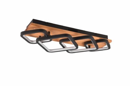 Trio lighting rama led plafond 4l mattsvart/ trä -