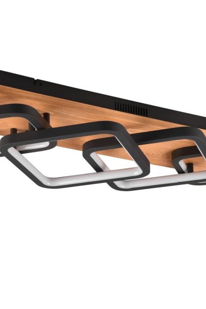 Trio lighting rama led plafond 4l mattsvart/ trä -