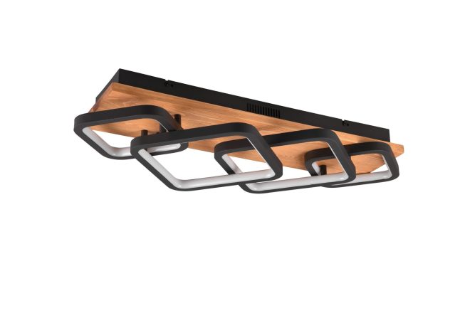 Trio lighting rama led plafond 4l mattsvart/ trä -