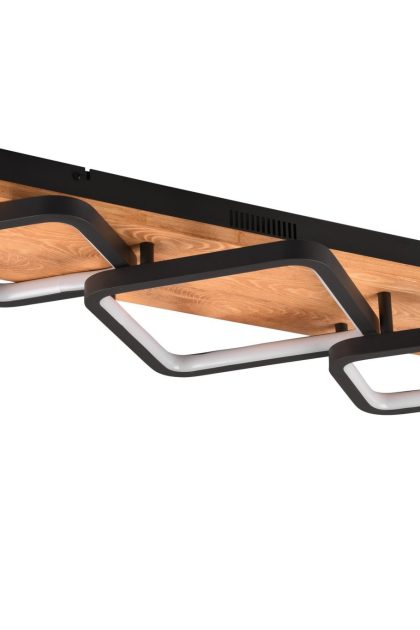 Trio lighting rama led plafond 3l mattsvart/ trä -
