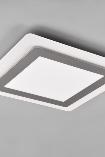 Trio lighting morgan led plafond 45x45 cm vit/ borstad stål -