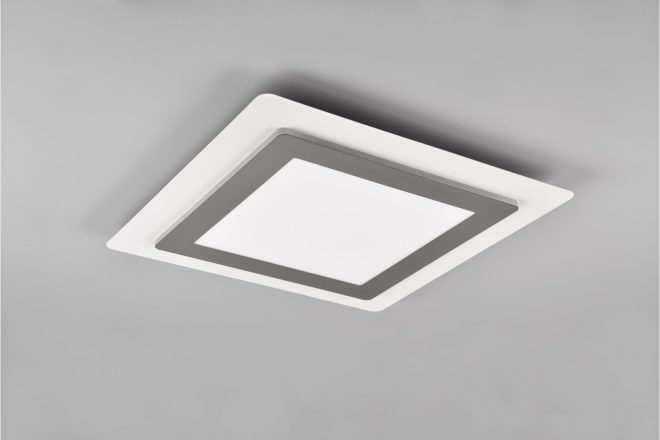 Trio lighting morgan led plafond 45x45 cm vit/ borstad stål -