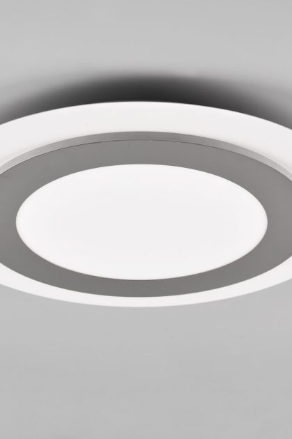 Trio lighting morgan led plafond 45 cm vit/ borstad stål -