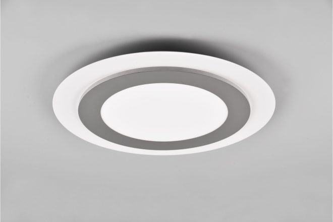 Trio lighting morgan led plafond 45 cm vit/ borstad stål -