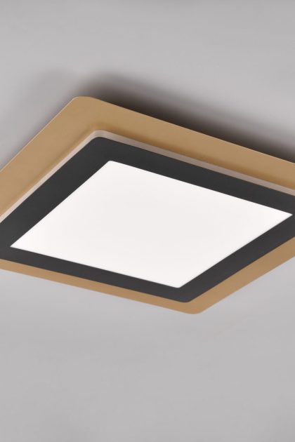 Trio lighting morgan led plafond 45x45 cm mattsvart/ guld -