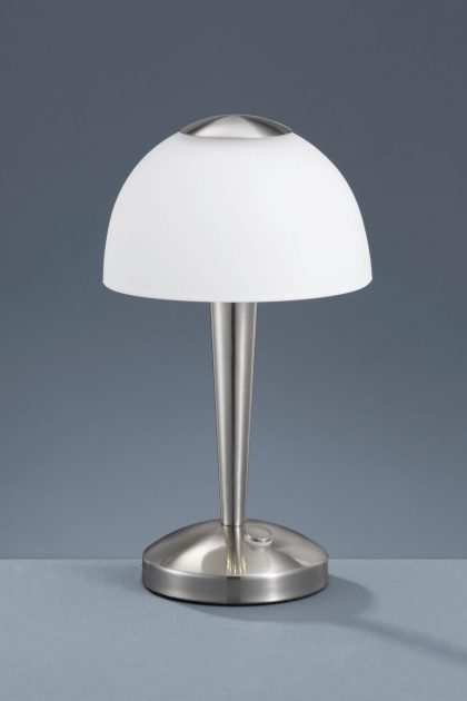 Trio lighting ventura led bordslampa borstad stål - vit