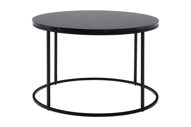 Soffbord titania 80 cm runt underrede rund marmor - svart