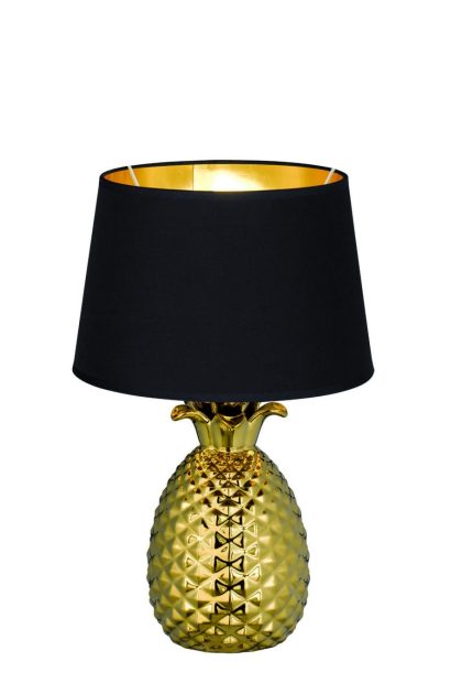 Trio lighting pineapple bordslampa 43cm e27 guld/ svart - guld|svart