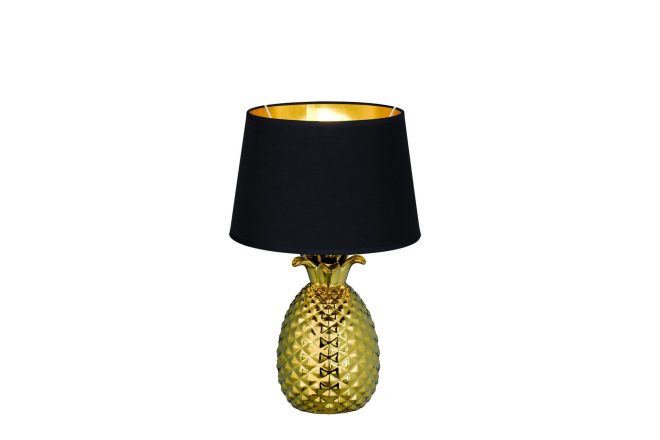 Trio lighting pineapple bordslampa 43cm e27 guld/ svart - guld|svart