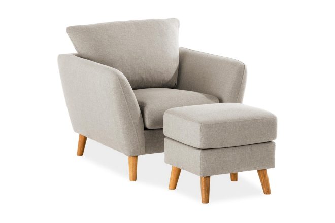 Soffgrupp colt fåtölj med fotpall beige - grå|beige