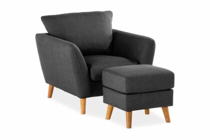 Soffgrupp colt fåtölj med fotpall svart - grå