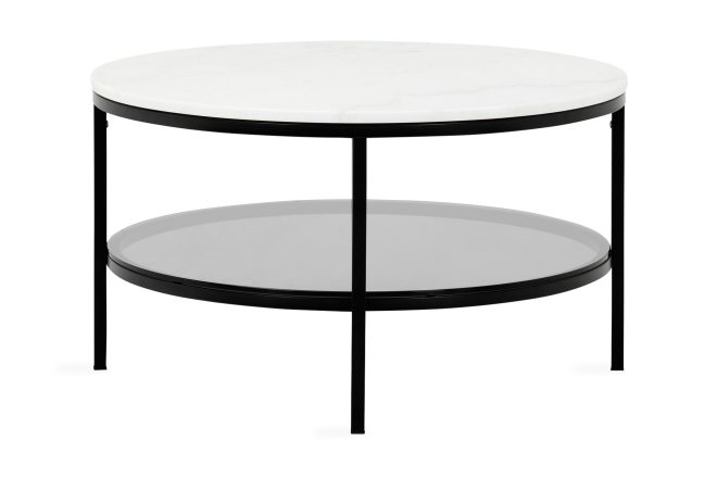 Soffbord riseine 80 cm runt marmor - vit/svart