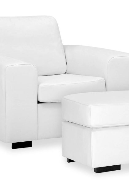 Fåtölj+pall alter 70 ecoläder vit - vit